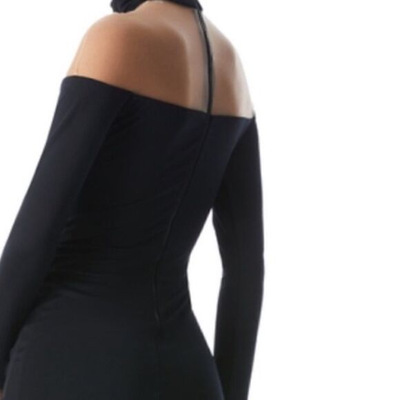 NWT Alice + Olivia Zahra Black And Sheer Turtleneck Mini Dress US 2 - Picture 7 of 7